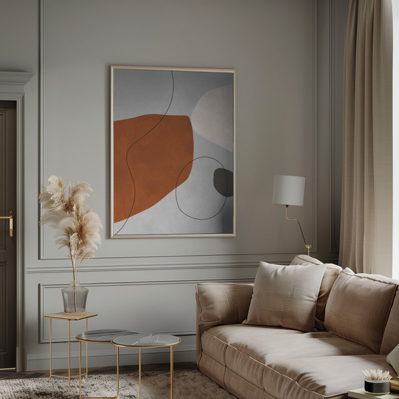 «Expressive conceptual», art mural texturé encadré, Argent argent, H 14 po x l 10 po