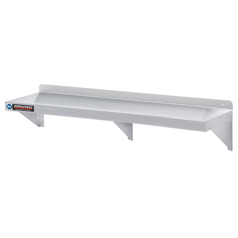 Tablette murale en acier inoxydable - 72 po de largeur x 14 po de qualité commerciale - Certifié NSF