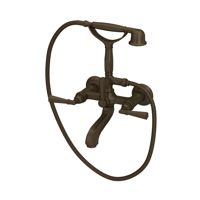 Palladian® Clawfoot Tub Faucet, Italian Brass, Industrial Metal Lever Handle