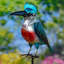 Assortiment de poteaux d'oiseaux en fer peints métalliques assortis (ensemble de 6)