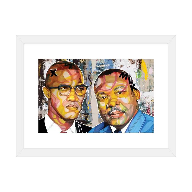 Malcolm X Martin - impression d'art graphique, Papier encadré blanc, Blanc, H 24 po x l 16 po x P 1 po