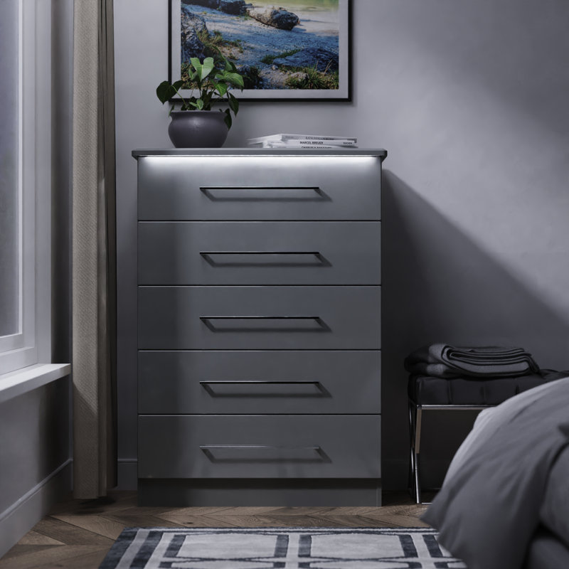 77cm W 5 - Drawer Chest of Drawers, Grey