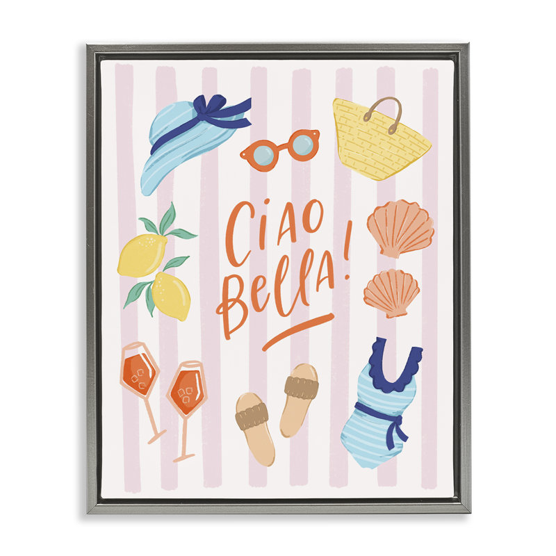 Cadre flottant Summer Cao Bella, design par Sandra Picco, Cadre flottant gris lustré, H 31 po x l 25 po