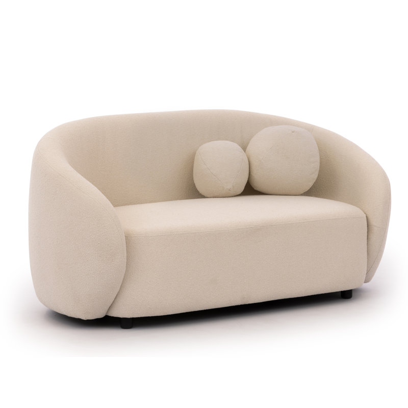 Roundi Boucle Sofa, 2, Cream White