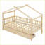 Lit plateforme simple en bois de pin massif avec 2 tiroirs pour la chambre à coucher-505376913
