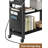 360° Rotating Side Table with Charging Station & Storage Bag, 6 Lockable Wheels, Mobile Swivel End Table for Bedroom, Living Room-2118443949