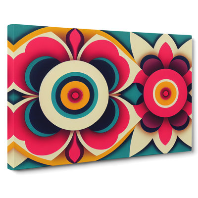 Radiant Retro Flowers Abstract - Wrapped Canvas