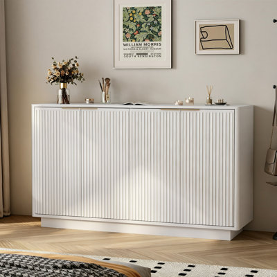 Fluted Sideboard Cabinet, Credenza With Adjustable Shelves