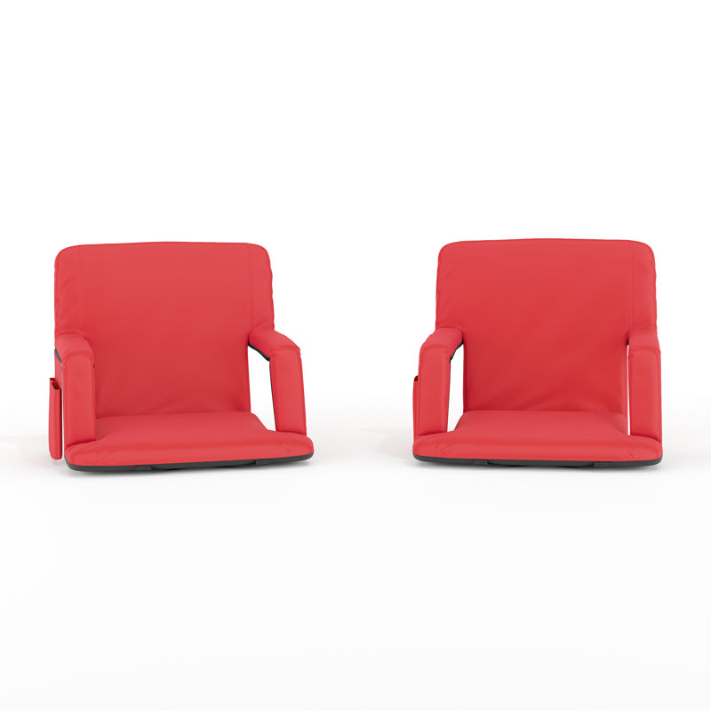 Chaises de stade inclinables rembourrées avec sac à dos-Accoudoirs et poches, Rouge