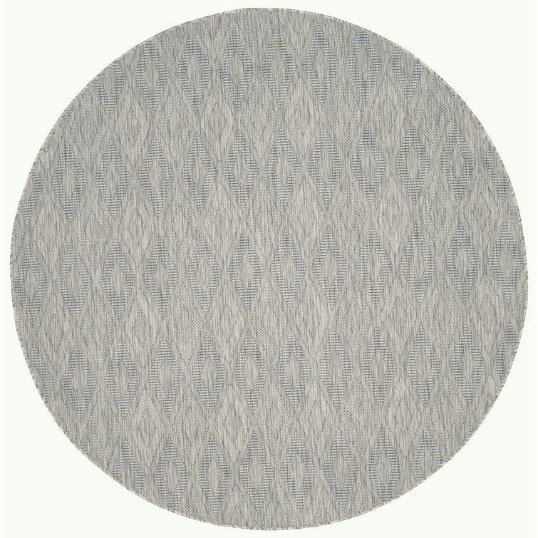 Geometric Gray/Wheat/Blue Indoor/Outdoor Area Rug