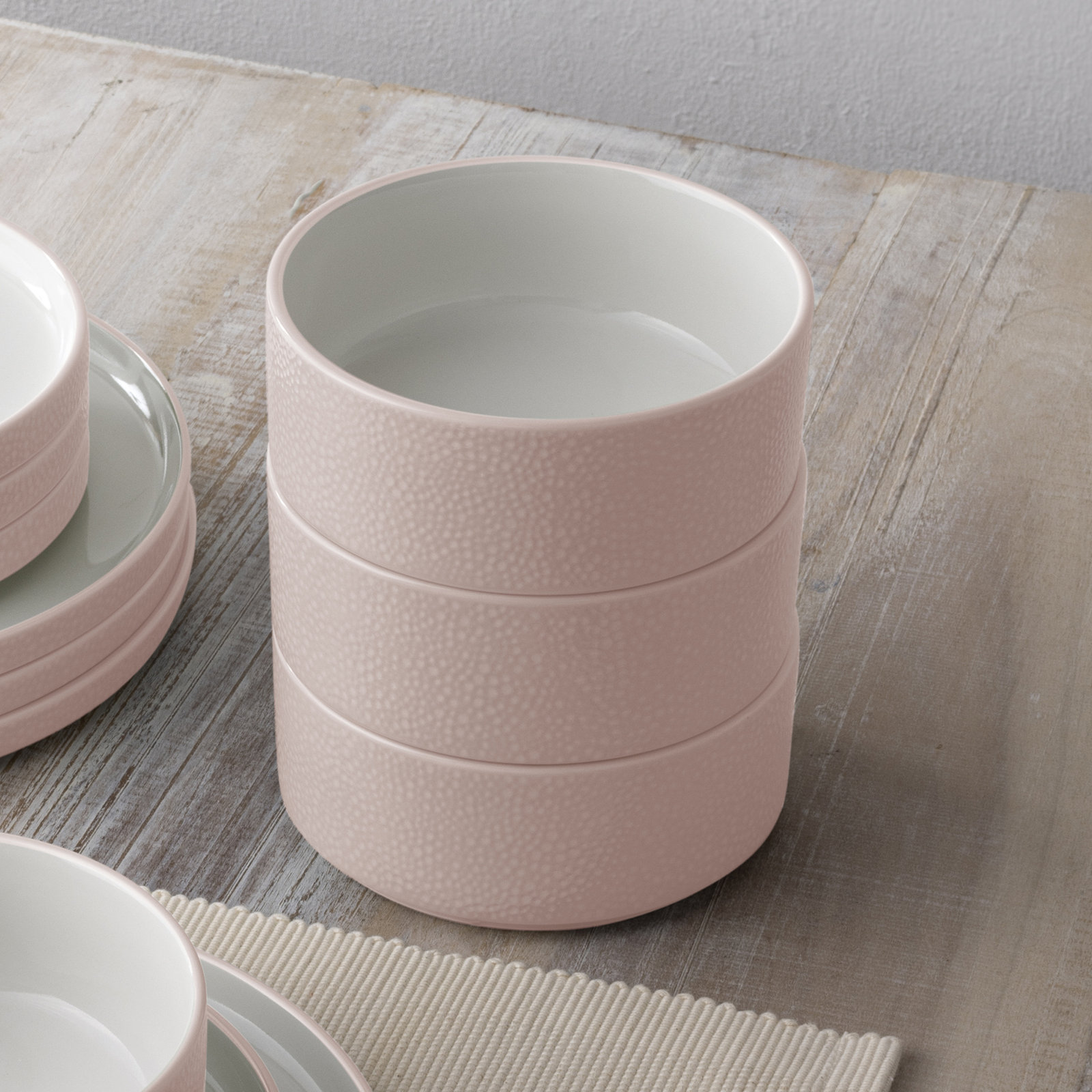 Noritake Colortex Stone Stax Cereal Bowls, 6", 20 Oz., Blush