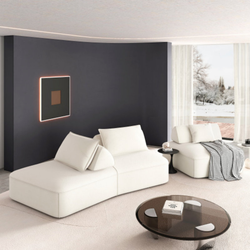 Ensemble de canapé modulaire 139 po, canapé en chenille bricolage avec dossiers amovibles et sièges profonds, Cheniile beige