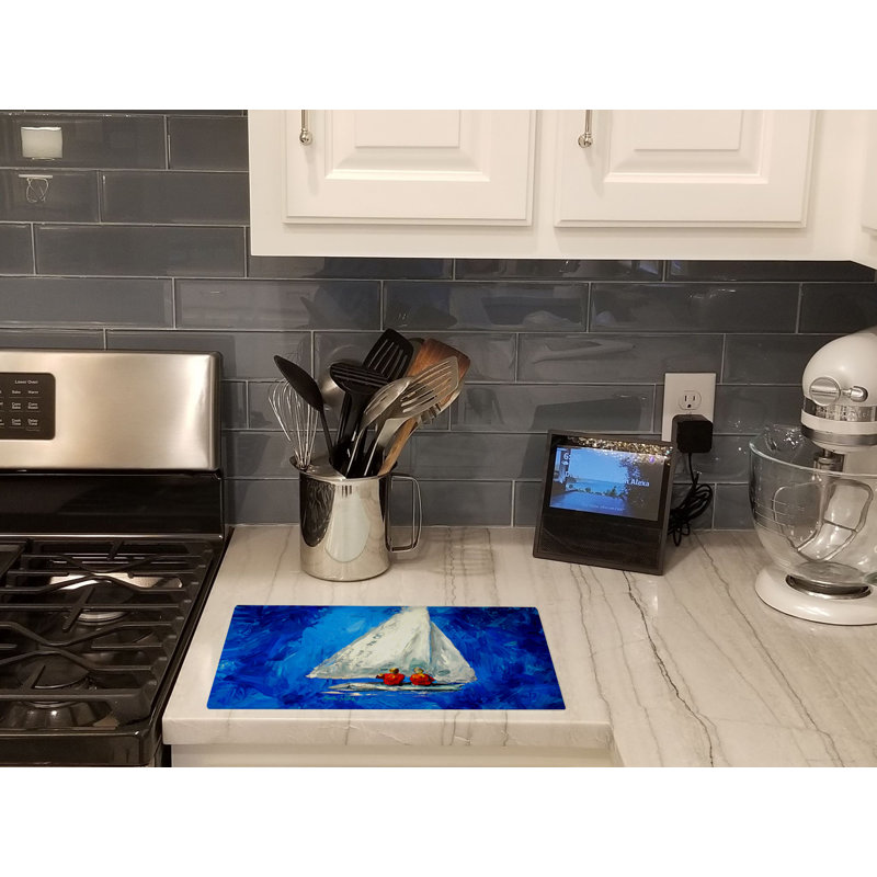 Twos Company Sailboat Glass Cutting Board