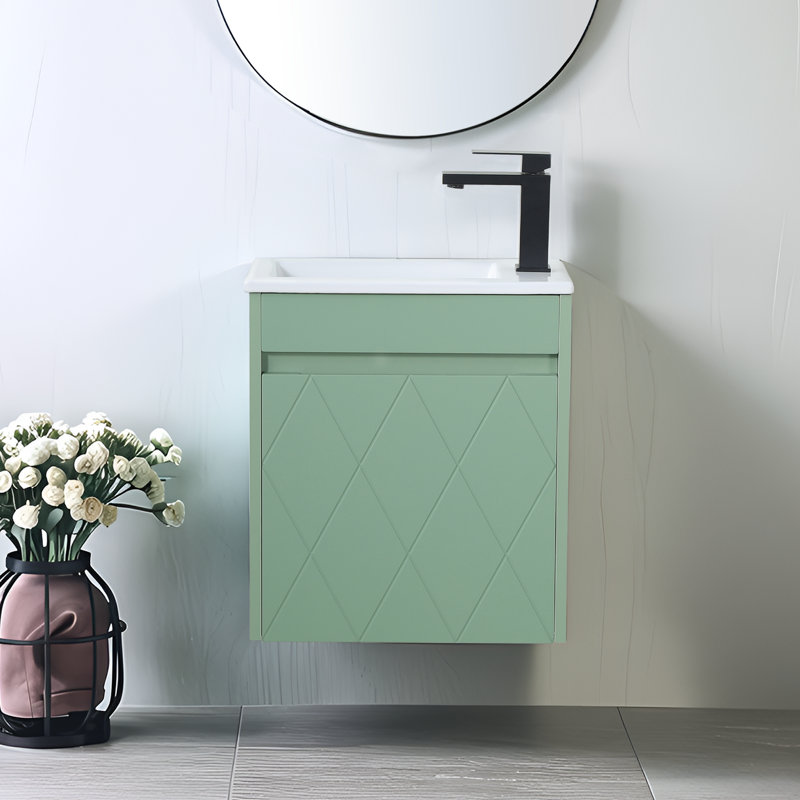 Petit meuble-lavabo mural 18 po avec lavabo en céramique