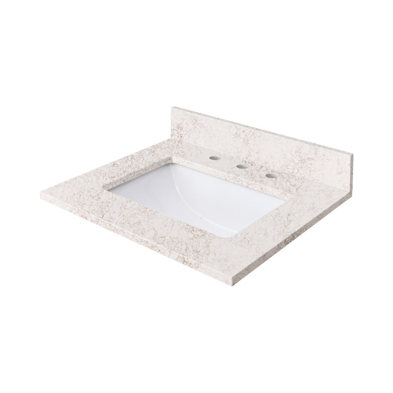 25'' Quartz Single Bathroom Vanity Top with Sink, Alluring