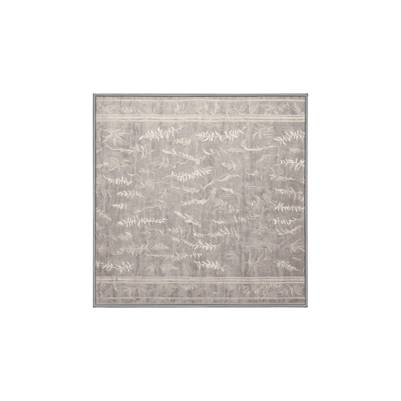 Machine Washable Gray Area Rug, Square 7'