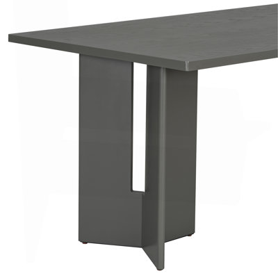 Farmhouse Wood Dining Table, 60" Rectangular Dining Table with Cutout Table Legs for Dining Room, Kitchen and Living Room (Gray)