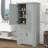 Tall Storage Cabinet, Bathroom Floor Freestanding Storage Cabinet With Doors, Three Drawer, And Adjustable Shelf, Anti-Tipping Device-1325392370