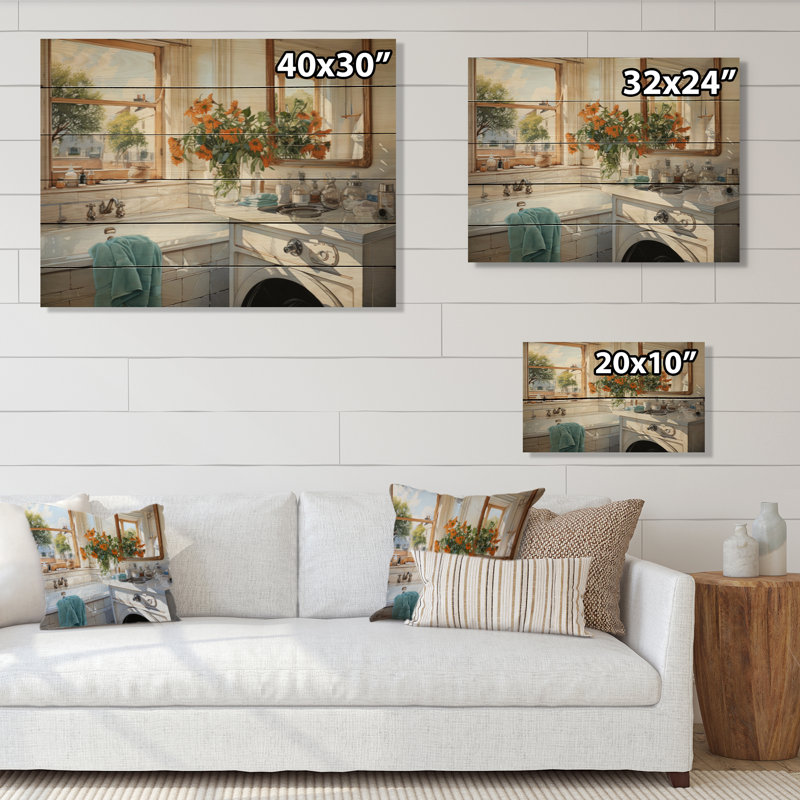 «Bettyjane Bath Laundry Realism», impression sur bois, H 24 po x l 32 po x P 0,78 po
