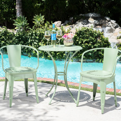 Table bistro et chaises en fer pour l'extérieur, en fer Kd, 3 pièces
