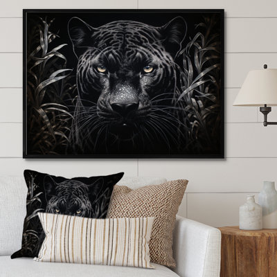 Black White Panther Nocturnal Majesty Scratchboard On Canvas Print