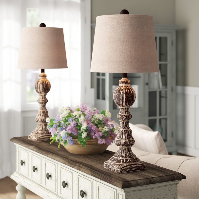Mathieu Resin Table Lamp, Brown, Oatmeal