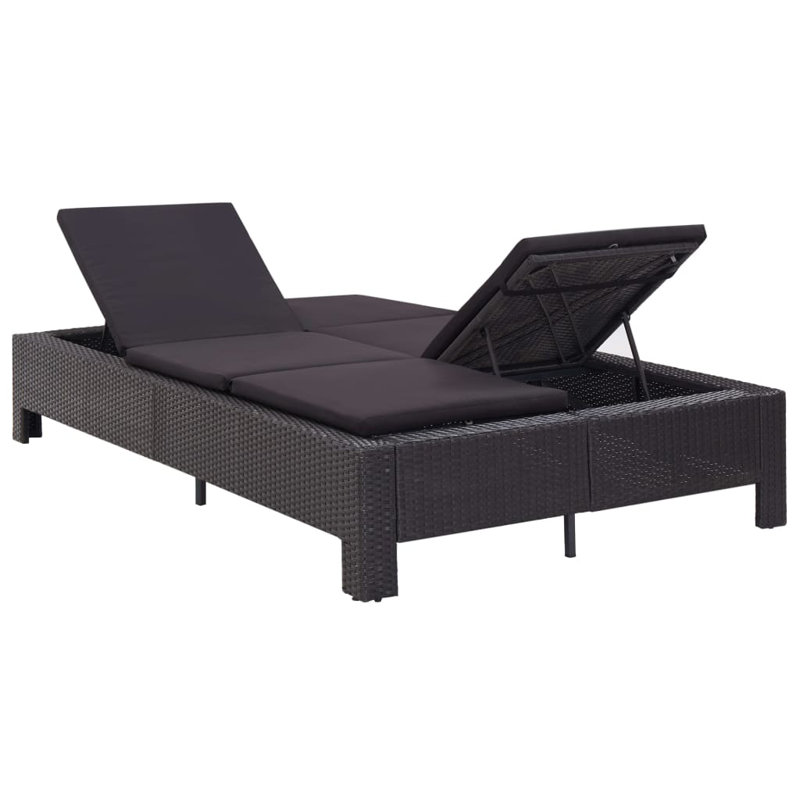 79.2" Long Single chaise with Cushions, Black, Black