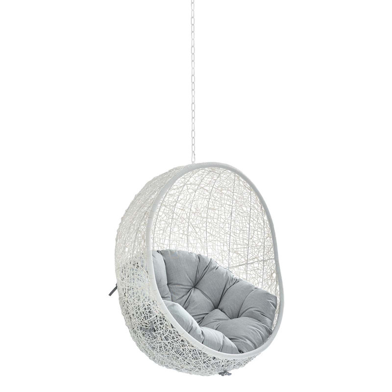 Chaise longue d'extérieur en tissu Modway Hide Sunbrella, Structure blanche / coussin gris