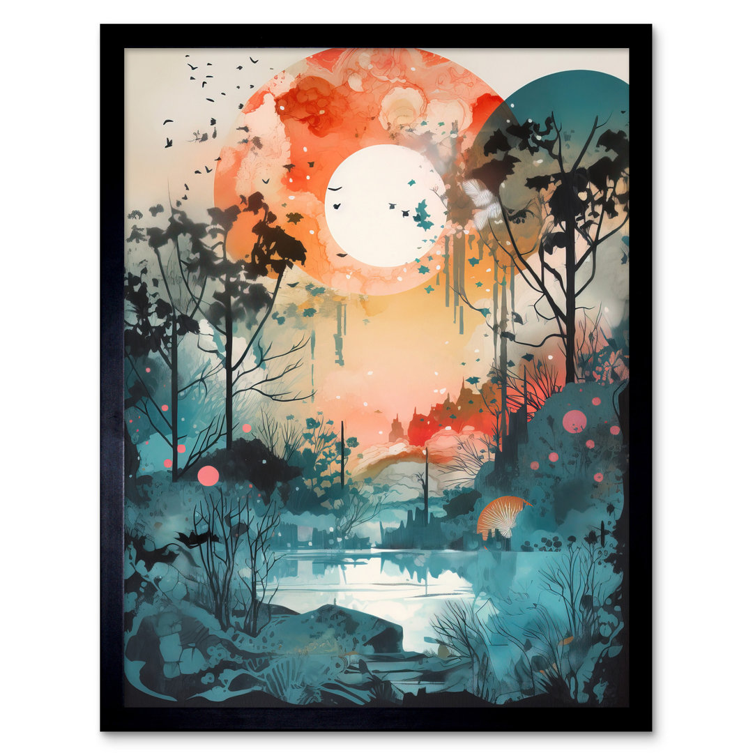 Arieyana Lakeside Forest Landscape Peaceful Sunrise Morning - Single Picture Frame Print