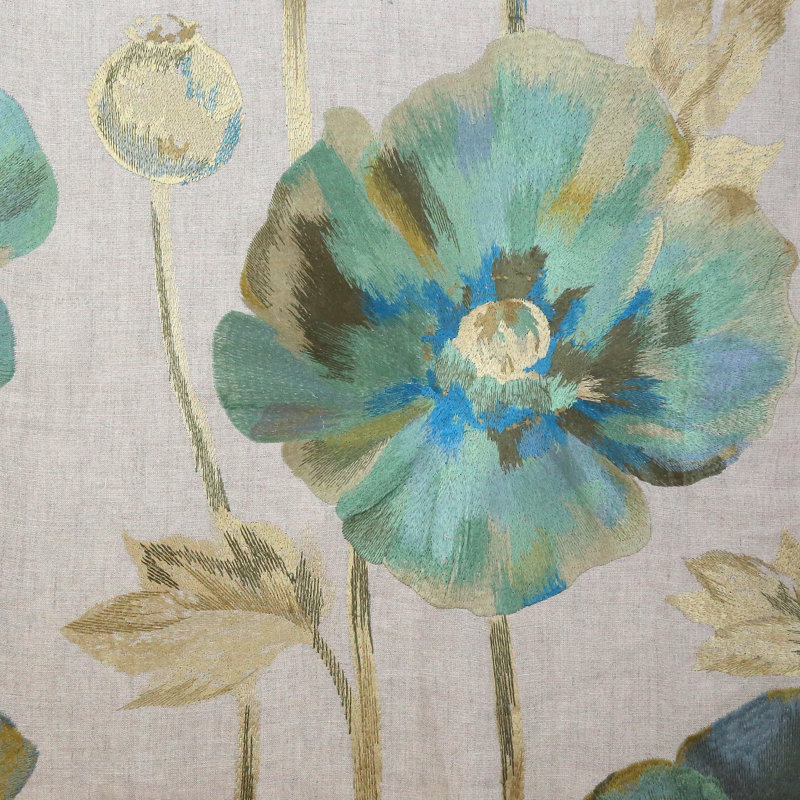 Opium Embroidered Linen Reversible Throw Pillow, 20"H x 20"W