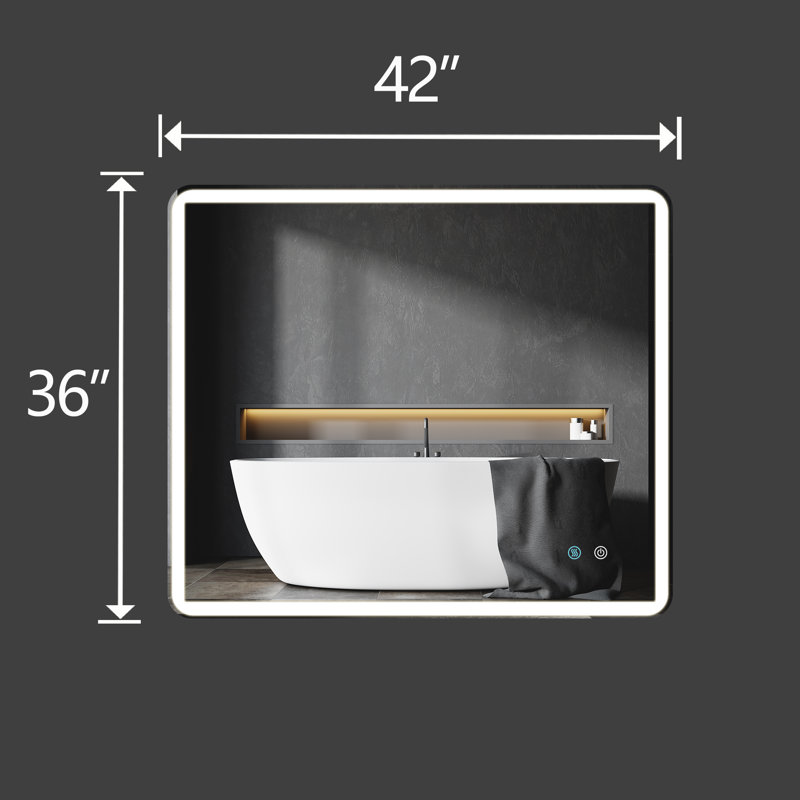 Miroir de salle de bain mural 60 po x 36 po à DEL sans cadre antibuée et à intensité variable Hailea, 35,5 po x 41,4 po