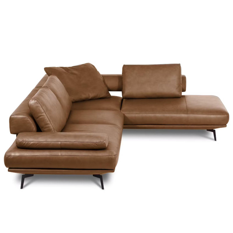 Trumansburg Power Reclining Corner Sofa in Genuine Leather, Right Hand Facing, Cognac