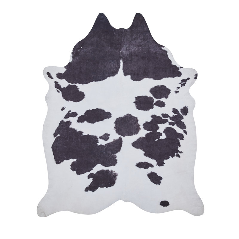 Cam Faux Cow Print area rug Printed Animal Skin Black, Novelty 130 x 155cm