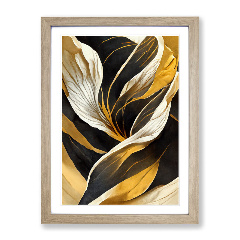 Splendorous Flowers Abstract - Wall Art, 64cm H x 46cm W x 2cm D, Oak Framed