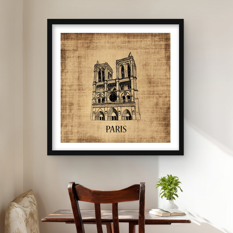 Notre-Dame de Paris, reproduction encadrée, H 24 po x l 24 po, Noir