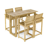 60 Inch Teak Rectangular Bar Table With 4 Somerset Arm Stools