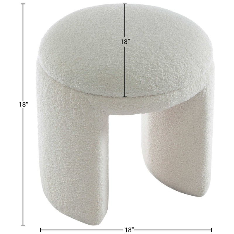 Repose-pieds standard rond 18 po Bowen, Tissu crème en fausse peau de mouton