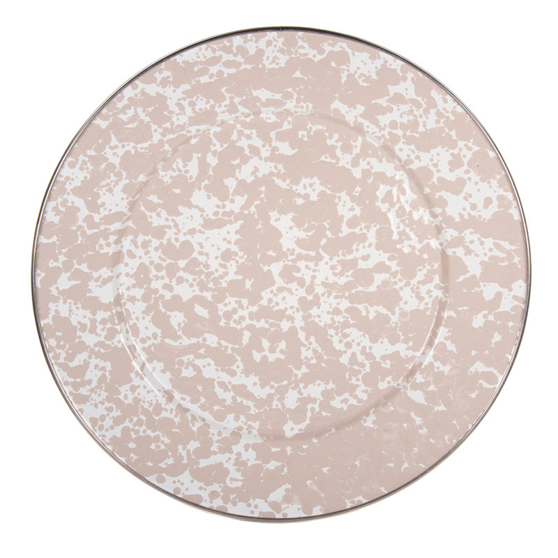 Taupe Swirl Enamelware Chargers
