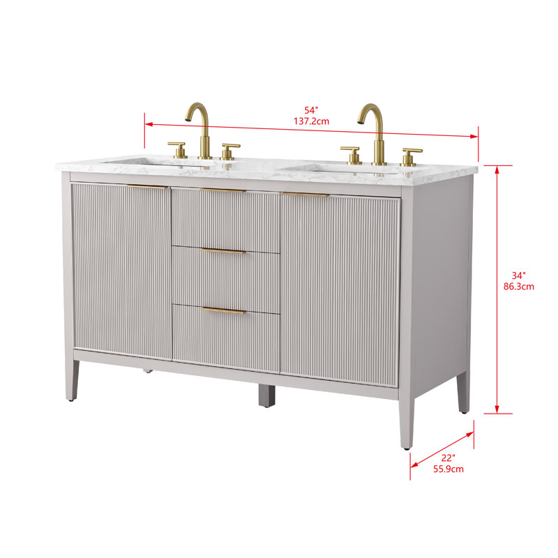 Emma 54" W Double Vanity, Taupe/Brushed Bronze