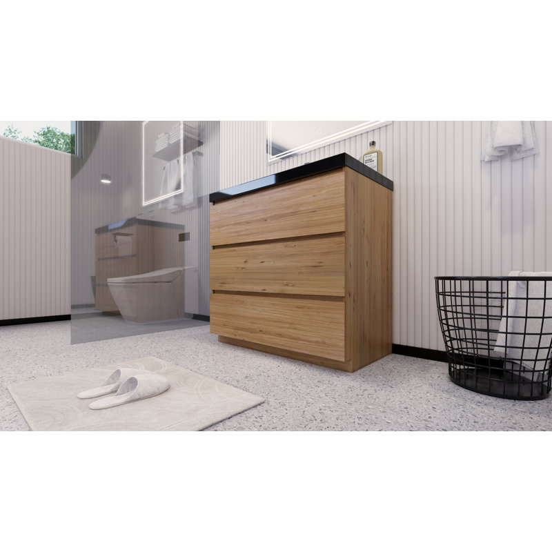 Reyes 35 " Single Bathroom Vanity Base, Natural Oak