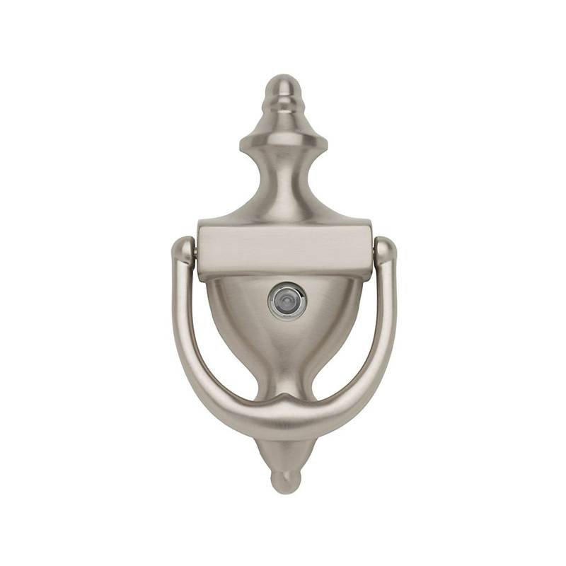 Colonial Door Knocker, Lifetime Satin Nickel, 7.1" H x 4.5" W x 1.5" D