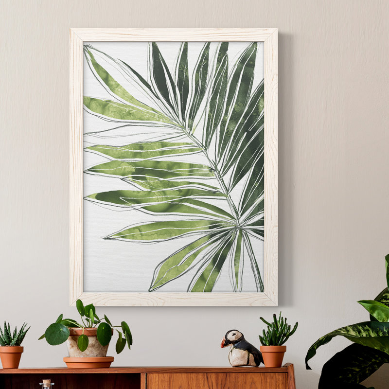 Toile encadrée de qualité supérieure Expressive Palm IV - prête à être accrochée, H 20 po x l 17 po x P 1 po, Blanc