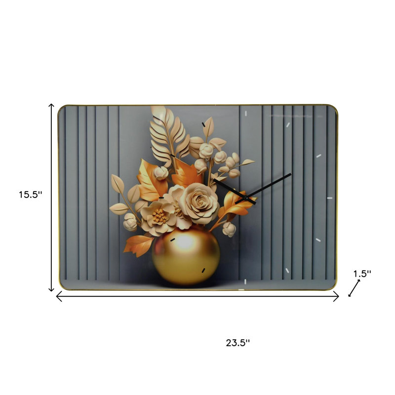 Horloge murale 24 po Beige Gold and Gray