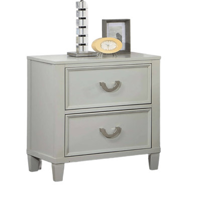 Transitional 1pc Nightstand Dovetail Drawers Solid wood Bedside Table Chrome Hanging Pulls