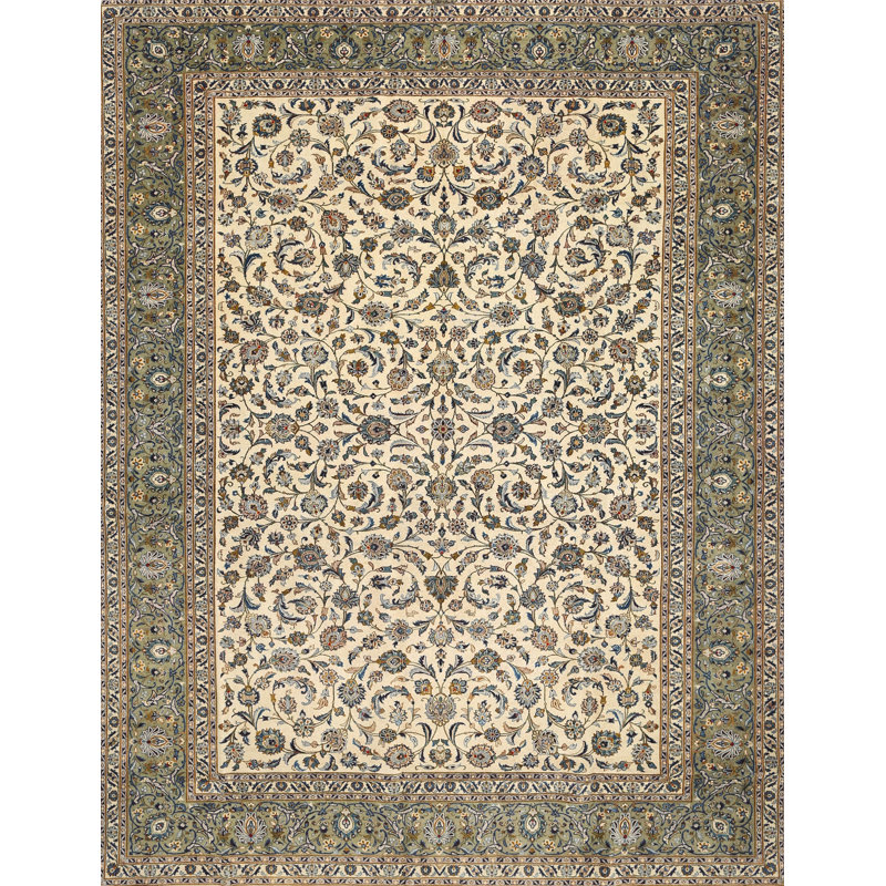 Tapis oriental vert / ivoire, Rectangle 2 pi x 4 pi