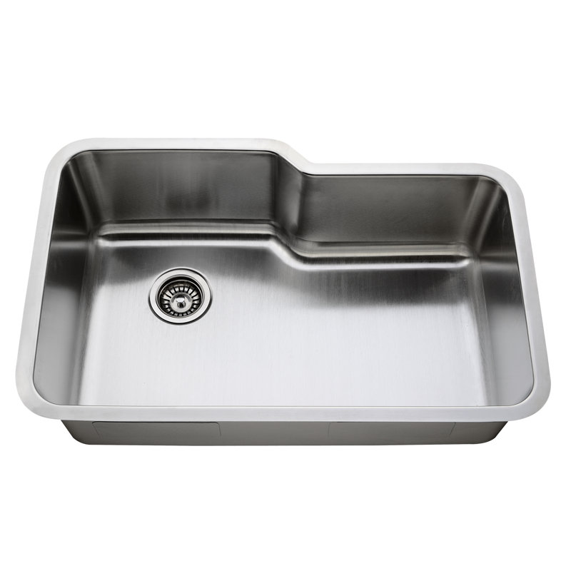 31.9" x 20.7" Undermount Single Bowl Kitchen Sink in 16-Gauge T-304 Stainless Steel with Bottom Grid and Basket Strainer