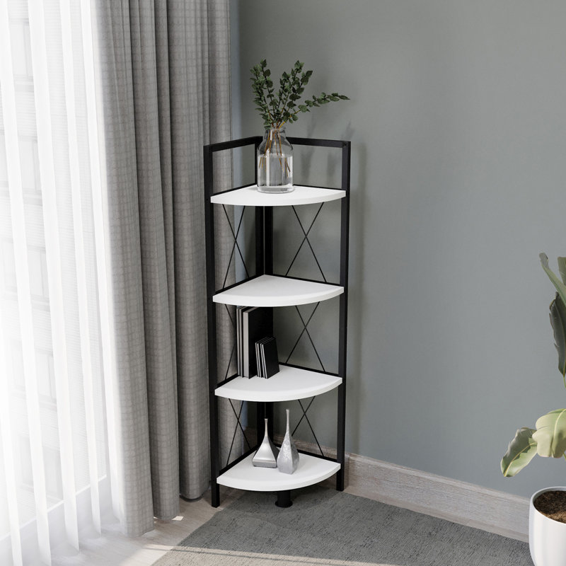 Addley Bookcase, White, (4 Shelves) 123cm H x 34cm W x 34cm D.
