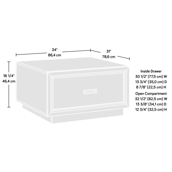 Latitude Run® Grey Coffee Table With Hidden Storage Drawer And Open ...
