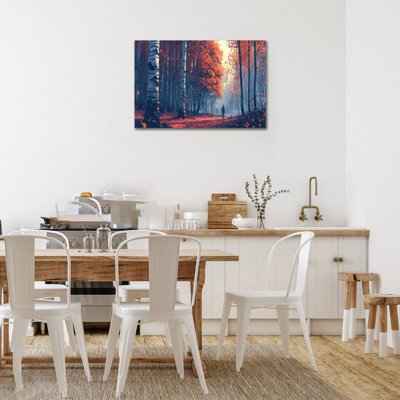 Art mural sur toile de grande forêt de bouleaux d'hiver, automne, décoration murale nature, peinture de bouleau d'automne, impressions sur toile, affiche de paysage pour le salon, bureau de chambre à coucher, œuvre d'art murale prête à être suspendue, 32 po x 48 po