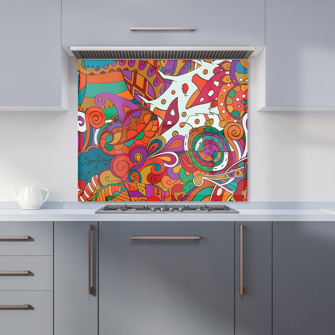 Mehndi Design Premium Glass Kitchen Splashback W600mm x H750mm